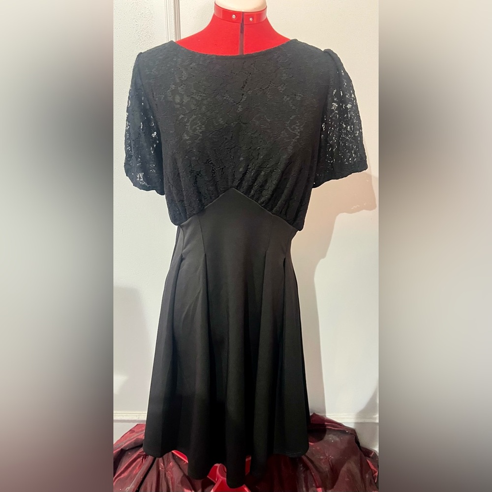 Unique Vintage Elegant Black Lace Dress size 1X 16
